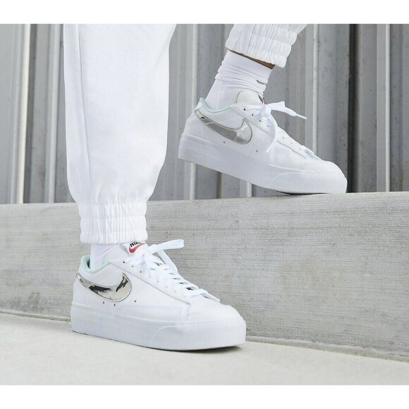 🤩Nike Blazer Low Platform Size 7 Men's Shoes White Silver DQ7654-100 New